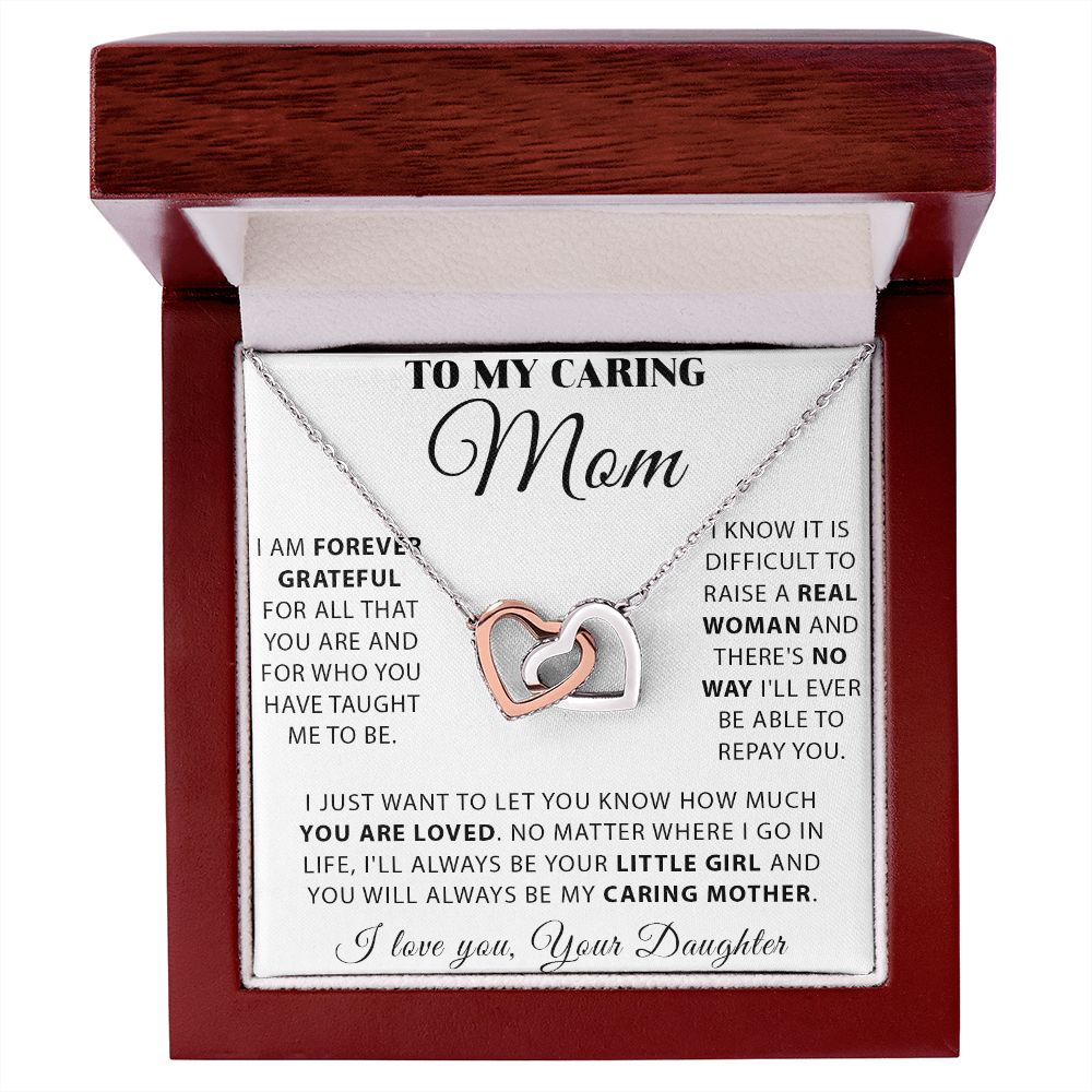Mom - Forever Grateful interlocking hear necklace