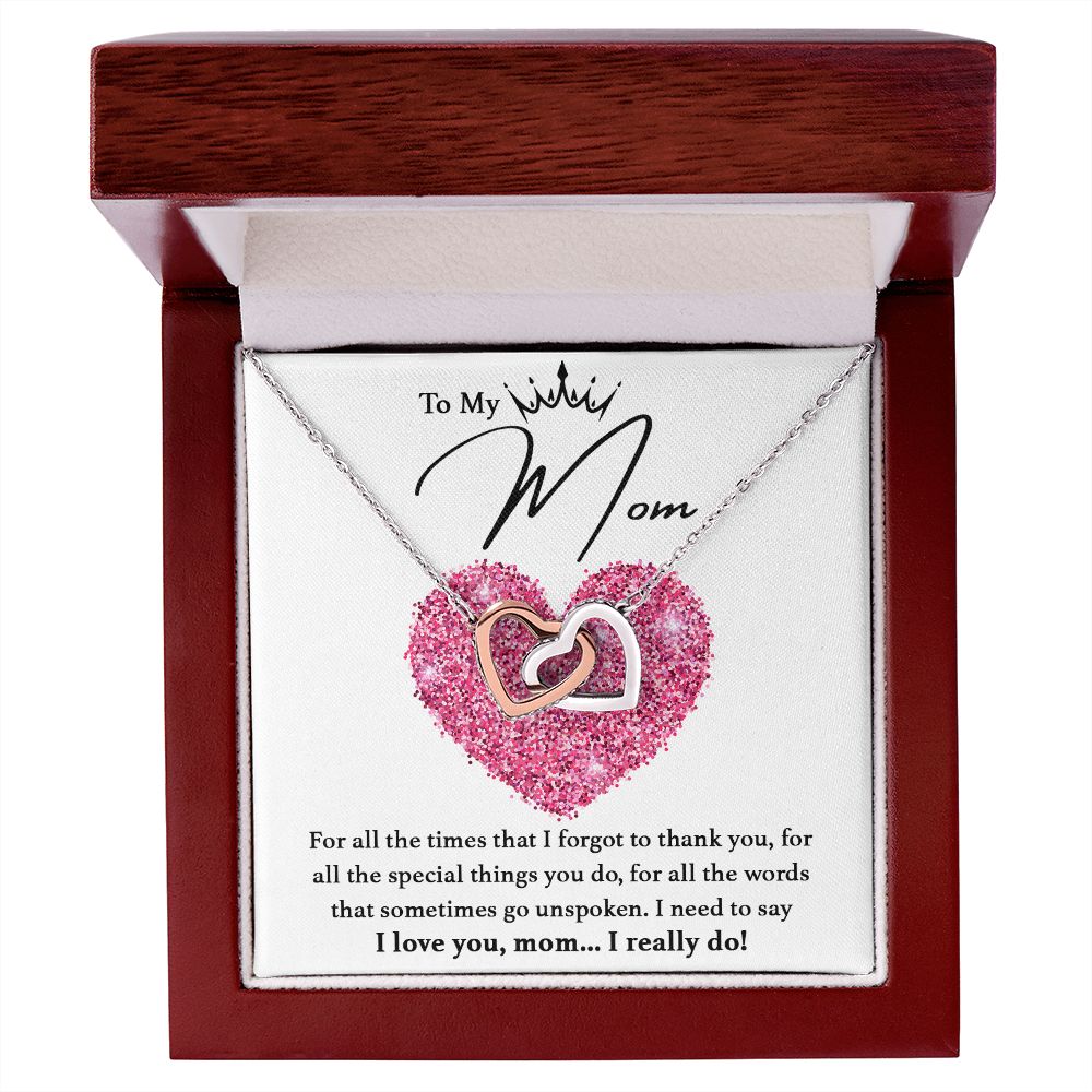 I Love You, Mom...I Really Do interlocking hear necklace