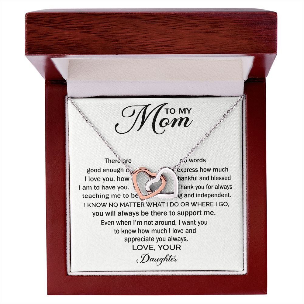 To My Mom - Appreciate You Always interlocking hear necklace