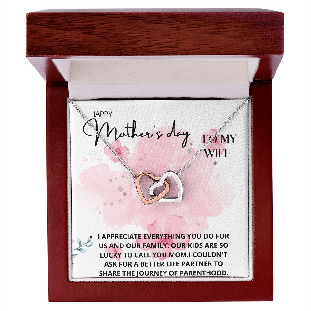 mother's day from husband interlocking hear necklace