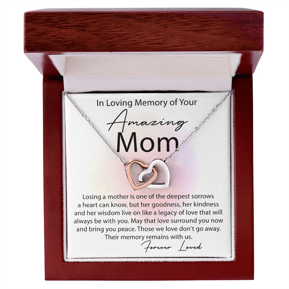 Loving Memory Mom interlocking hear necklace