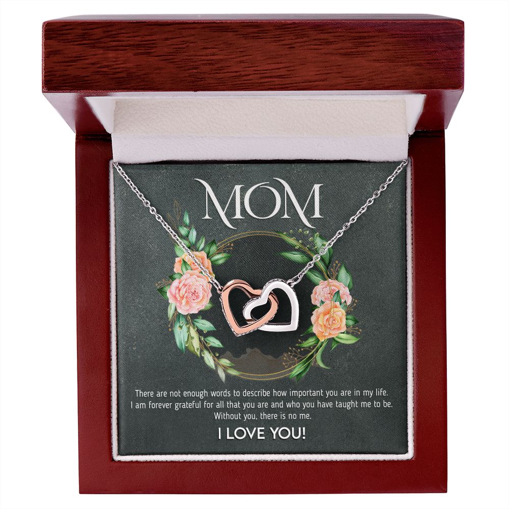 Mom - Not Enough Words interlocking hear necklace