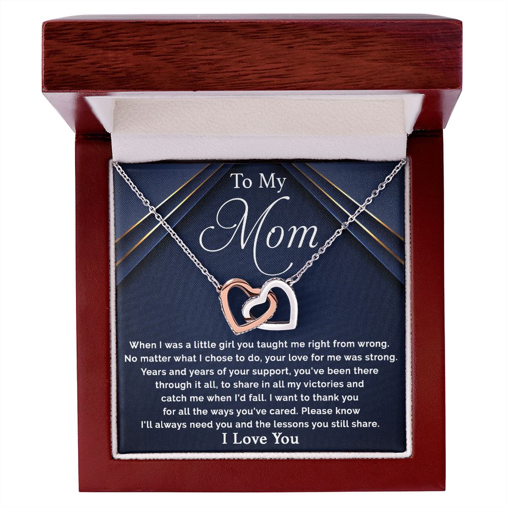 To My Mom - I Want To Thank You For All interlocking hear necklace