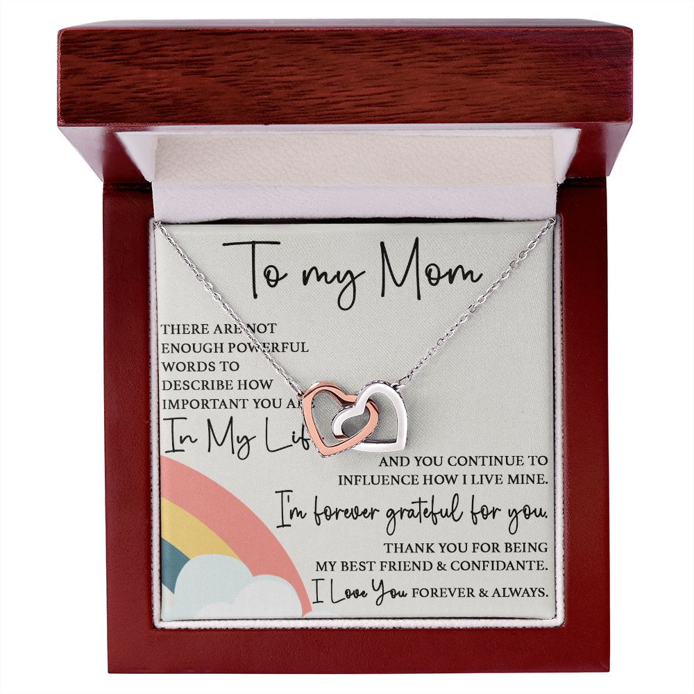 To My Mom - Forever Grateful For You interlocking hear necklace