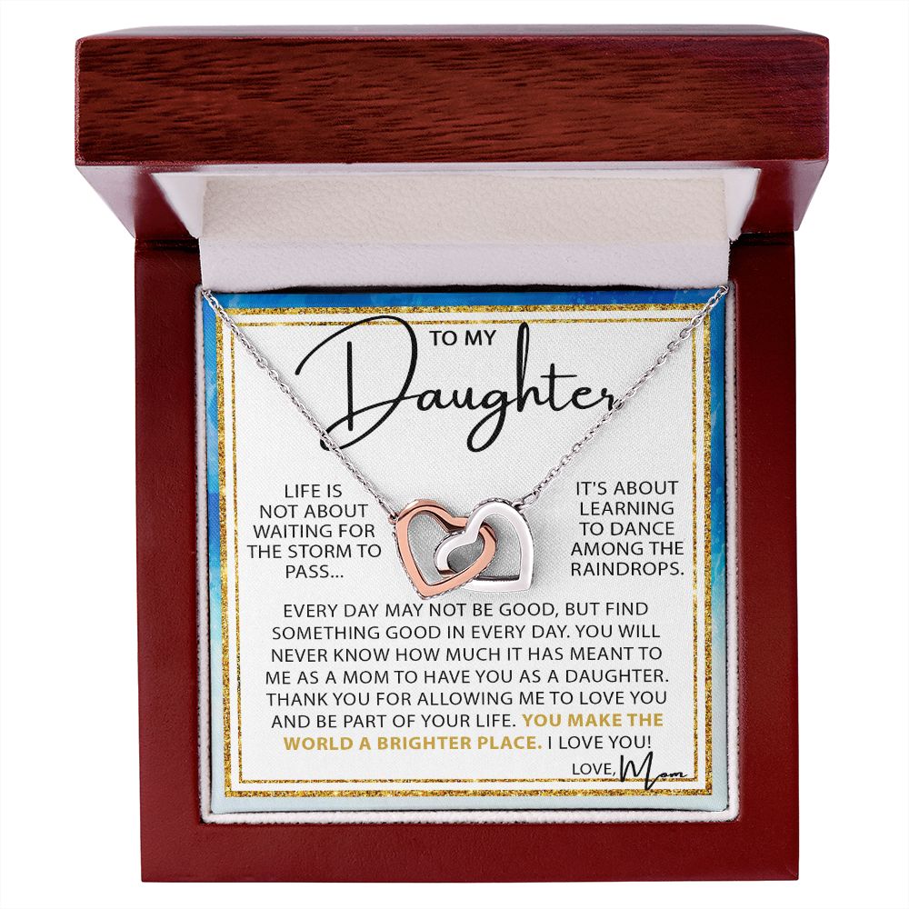 Dance In The Rain - To My Daughter interlocking hear necklace