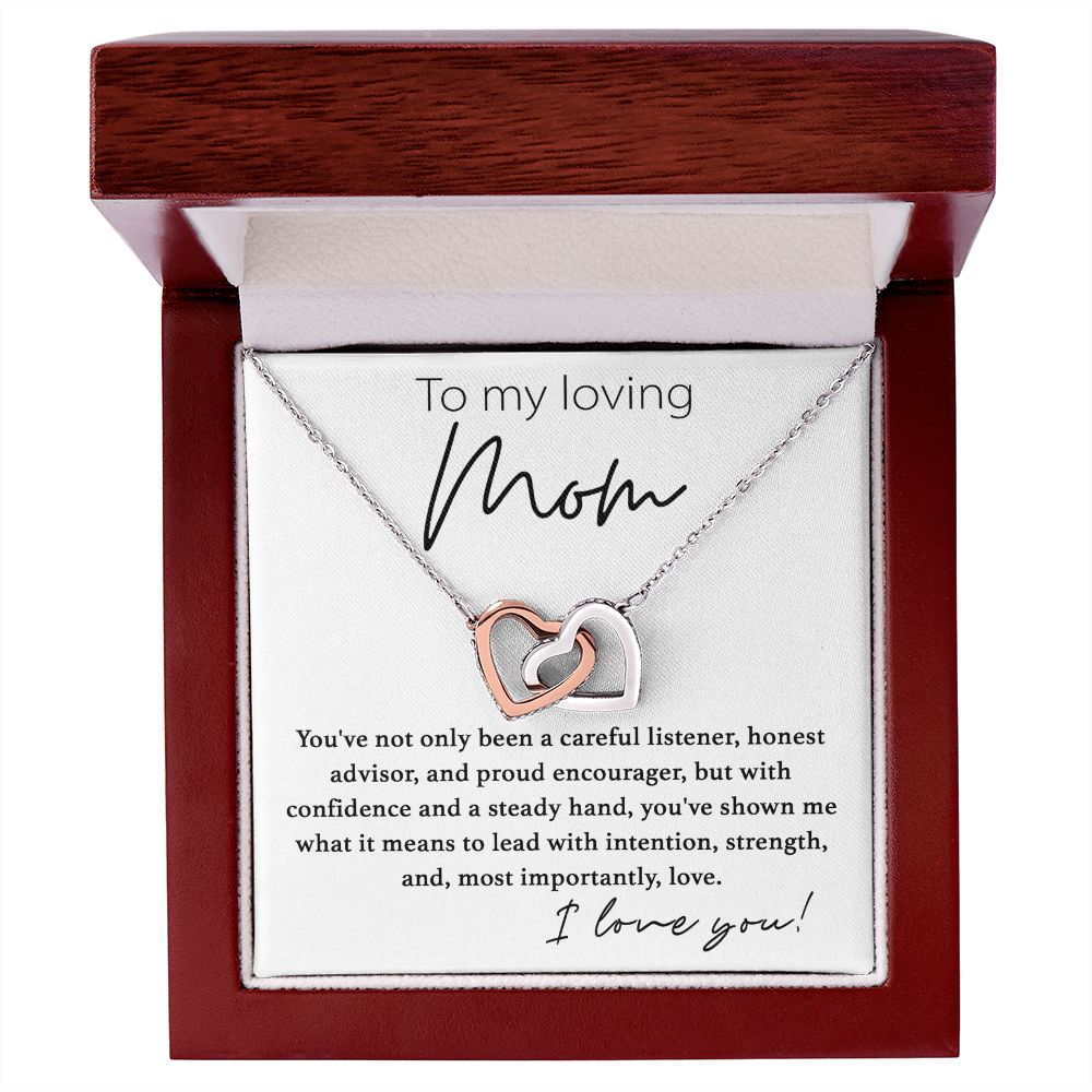 To My Loving Mom interlocking hear necklace
