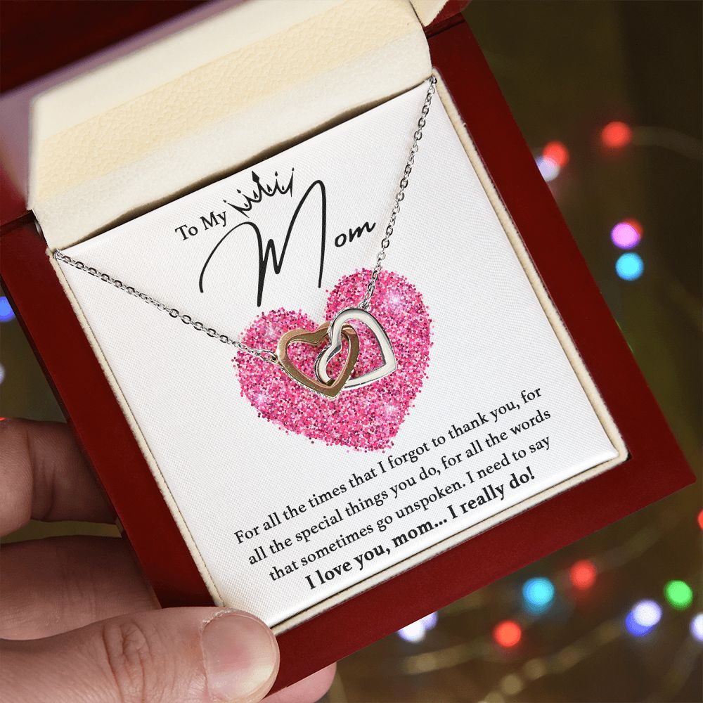 I Love You, Mom...I Really Do interlocking hear necklace