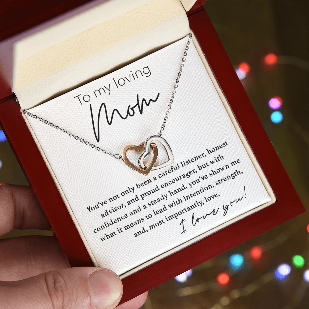 To My Loving Mom interlocking hear necklace