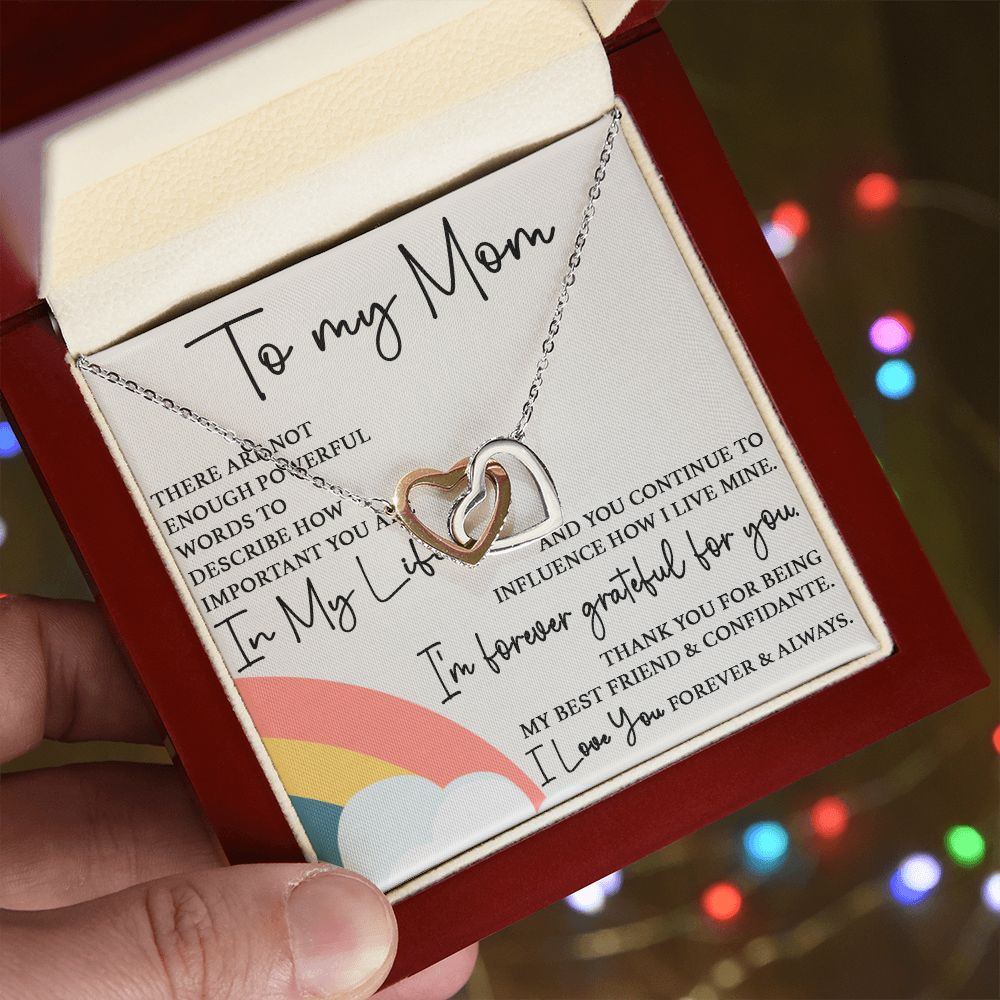 To My Mom - Forever Grateful For You interlocking hear necklace