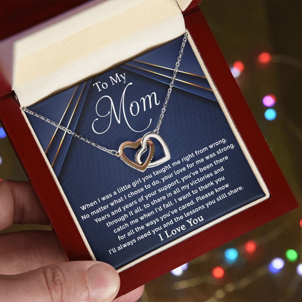To My Mom - I Want To Thank You For All interlocking hear necklace