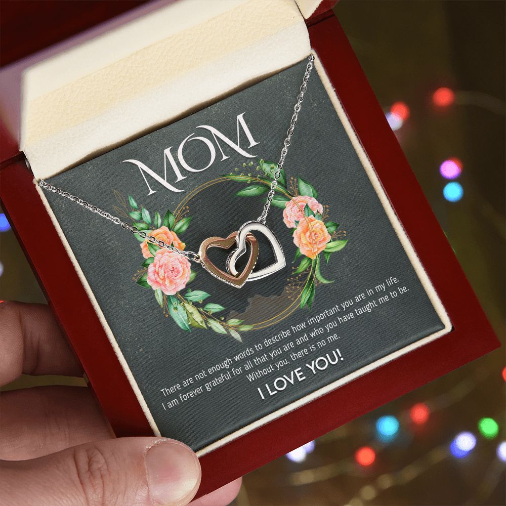 Mom - Not Enough Words interlocking hear necklace