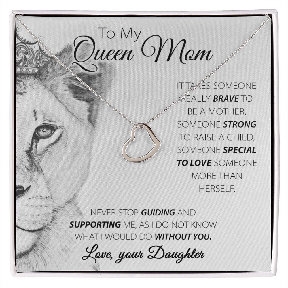 To My Queen Mom Delicate Heart necklace