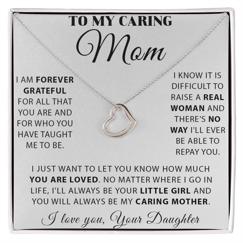 Mom - Forever Grateful Delicate Heart necklace