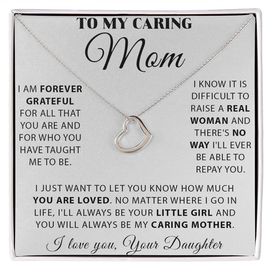 Mom - Forever Grateful Delicate Heart necklace