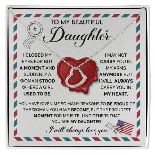 Beautiful Daughter - Closed My Eyes Delicate Heart necklace