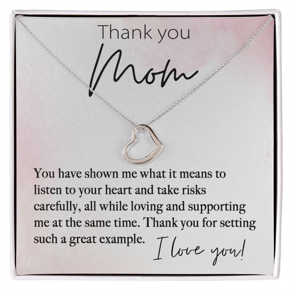Thank You Mom Delicate Heart necklace