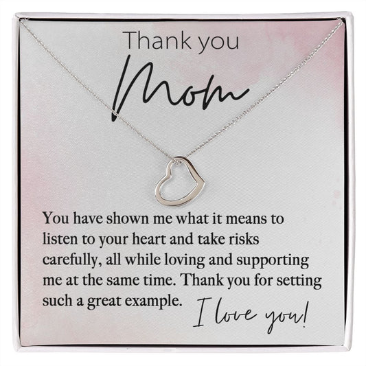 Thank You Mom Delicate Heart necklace