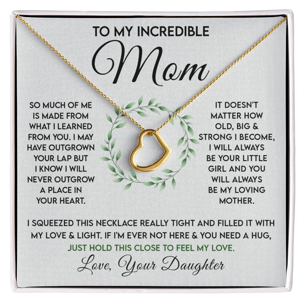 To My Incredible Mom - Learned From You Delicate Heart necklace