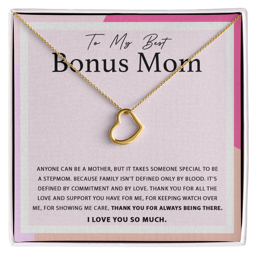 To My Best Bonus Mom Delicate Heart necklace