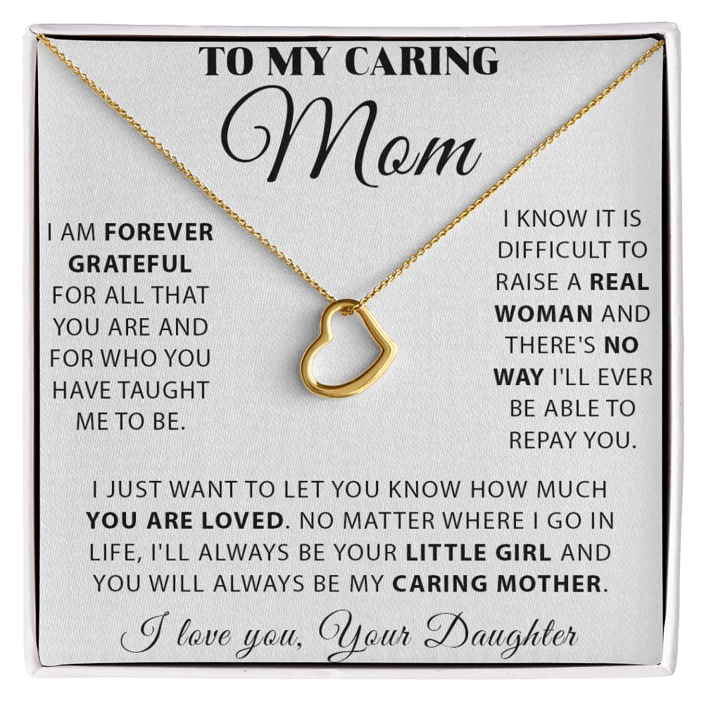 Mom - Forever Grateful Delicate Heart necklace