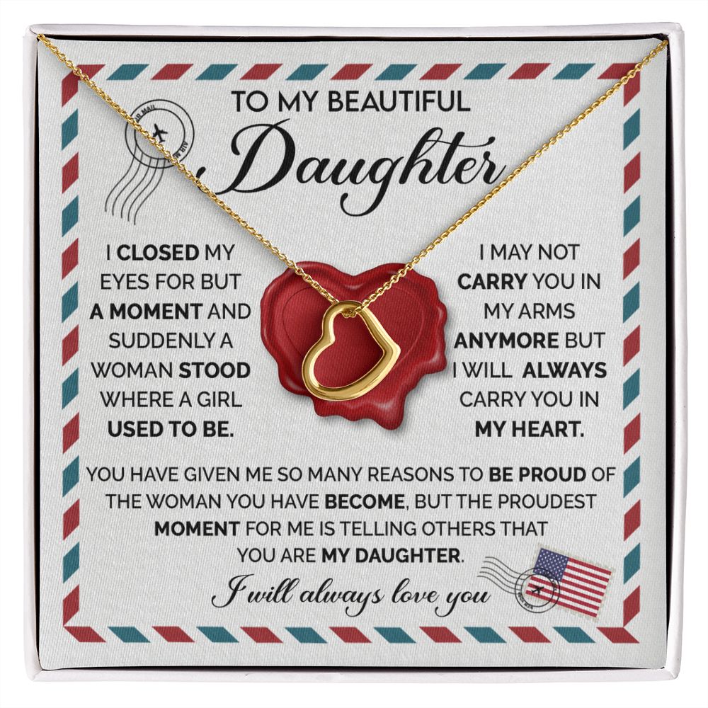Beautiful Daughter - Closed My Eyes Delicate Heart necklace