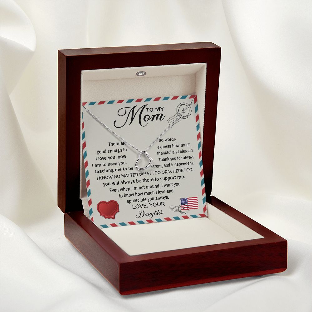 To My Mom - How Much I Love You 2 Delicate Heart necklace