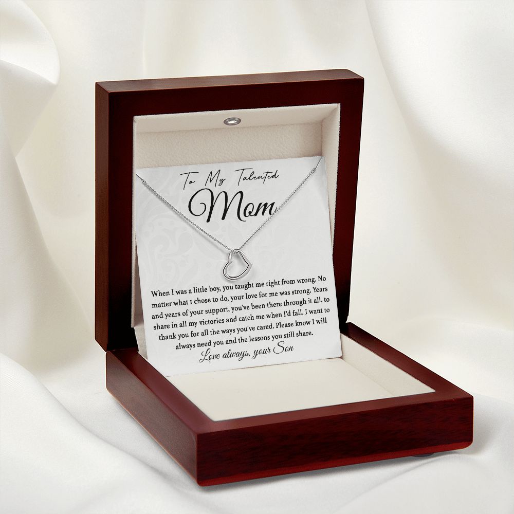 To My Talented Mom Delicate Heart necklace