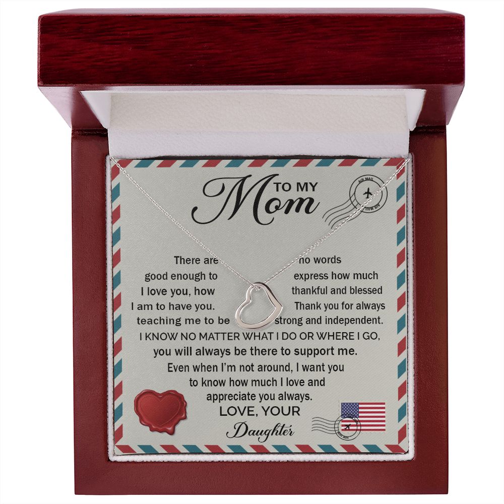 To My Mom - How Much I Love You 2 Delicate Heart necklace