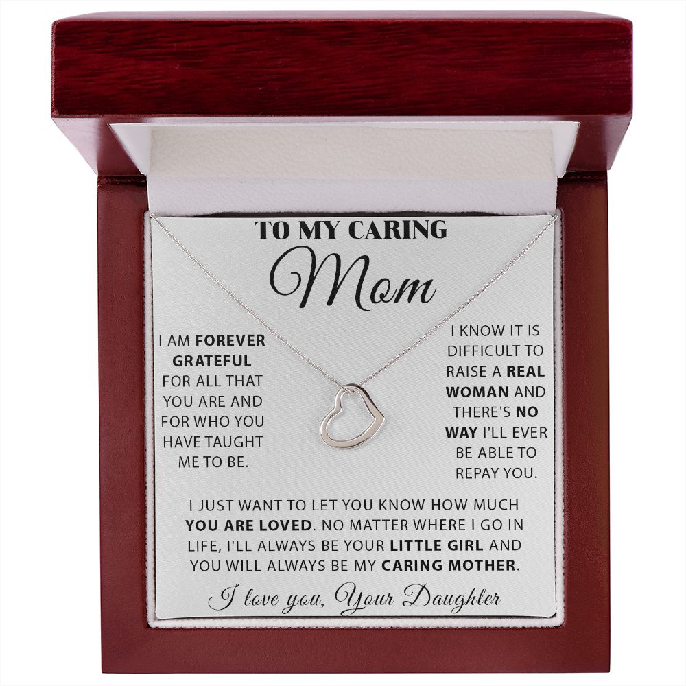 Mom - Forever Grateful Delicate Heart necklace