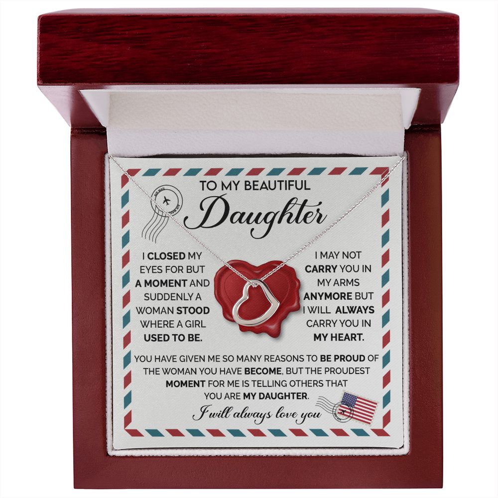 Beautiful Daughter - Closed My Eyes Delicate Heart necklace