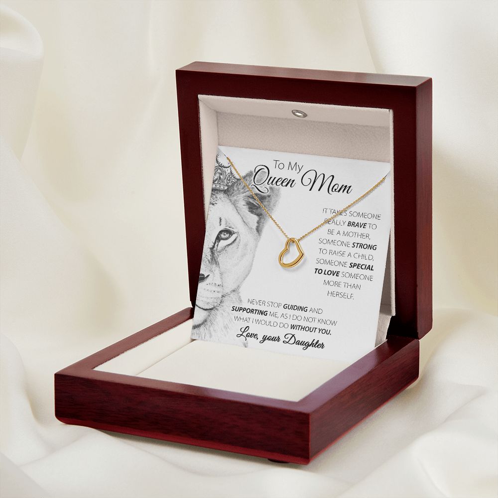 To My Queen Mom Delicate Heart necklace