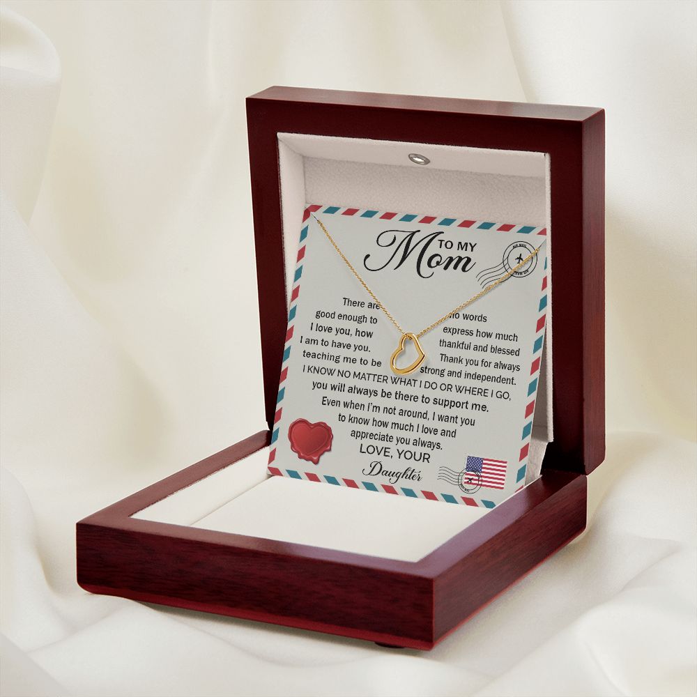 To My Mom - How Much I Love You 2 Delicate Heart necklace