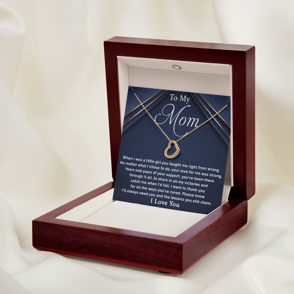 To My Mom - I Want To Thank You For All Delicate Heart necklace