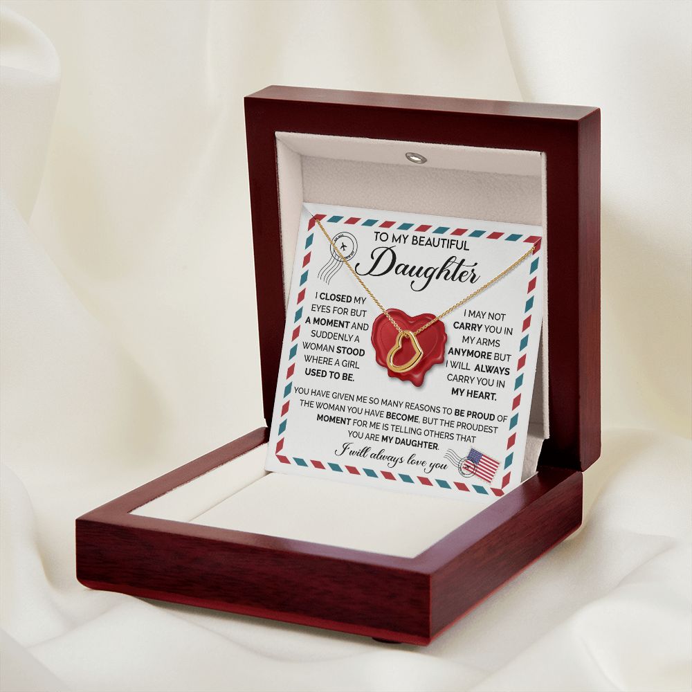 Beautiful Daughter - Closed My Eyes Delicate Heart necklace