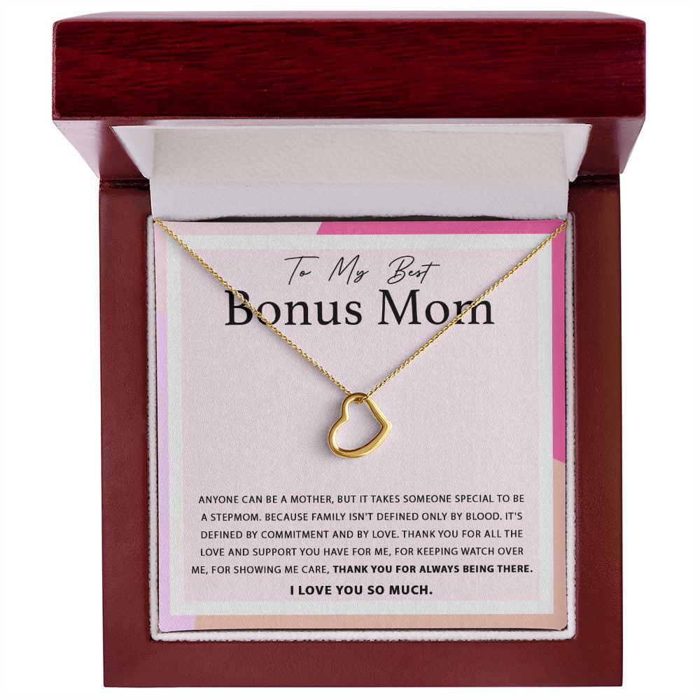 To My Best Bonus Mom Delicate Heart necklace