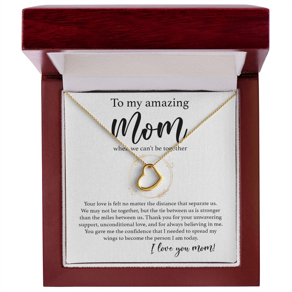 To My Amazing Mom - When We Can_t be Together Delicate Heart necklace