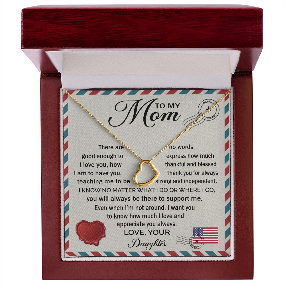 To My Mom - How Much I Love You 2 Delicate Heart necklace