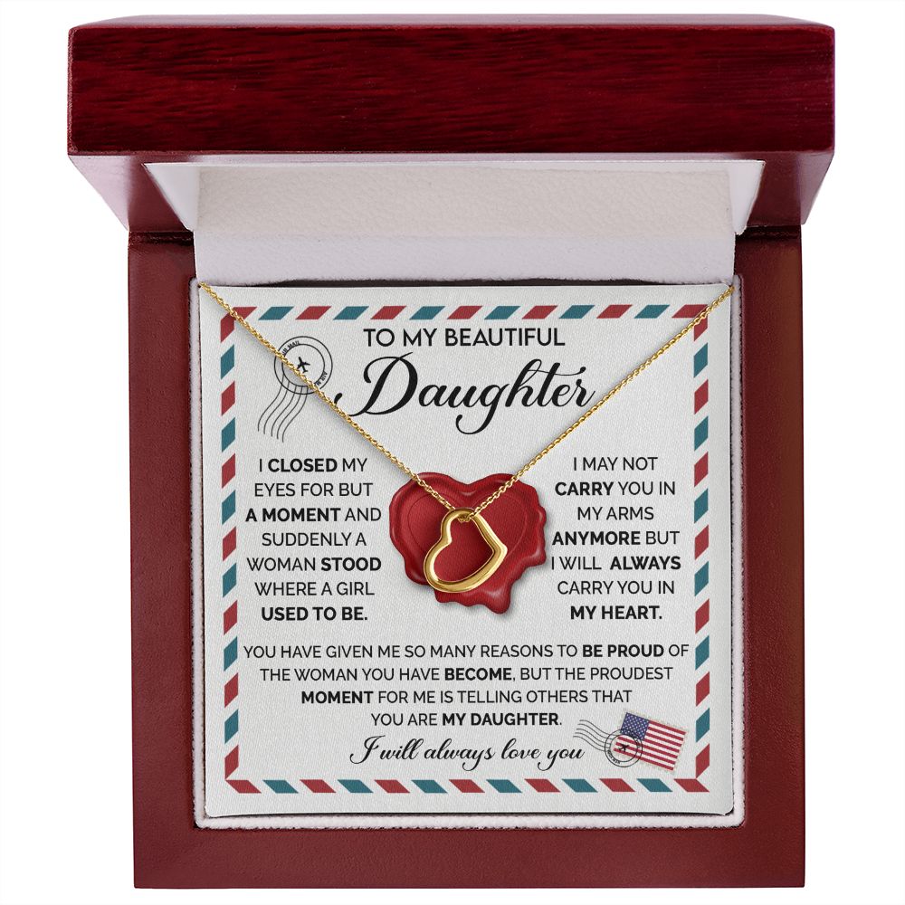 Beautiful Daughter - Closed My Eyes Delicate Heart necklace