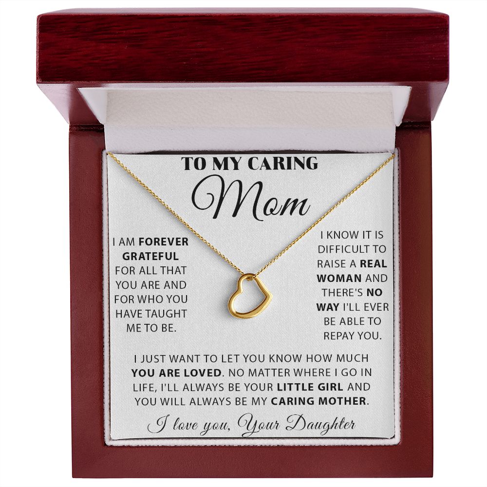 Mom - Forever Grateful Delicate Heart necklace