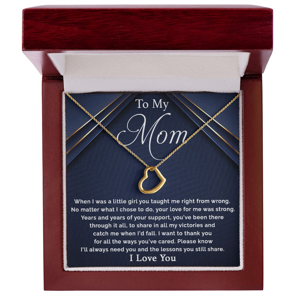 To My Mom - I Want To Thank You For All Delicate Heart necklace