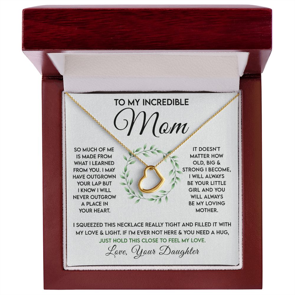 To My Incredible Mom - Learned From You Delicate Heart necklace