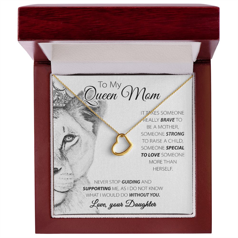 To My Queen Mom Delicate Heart necklace