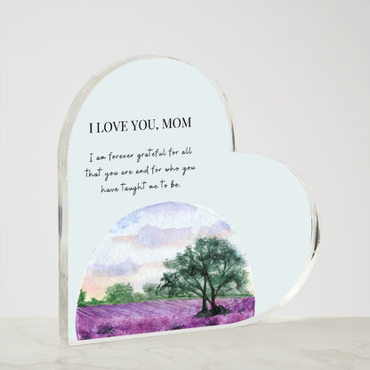 I love you Mom, printed heart shaped plaque