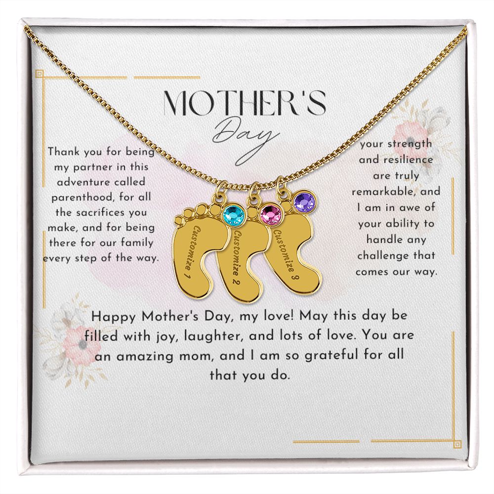 baby feet necklace with birthstone| engraved baby feet