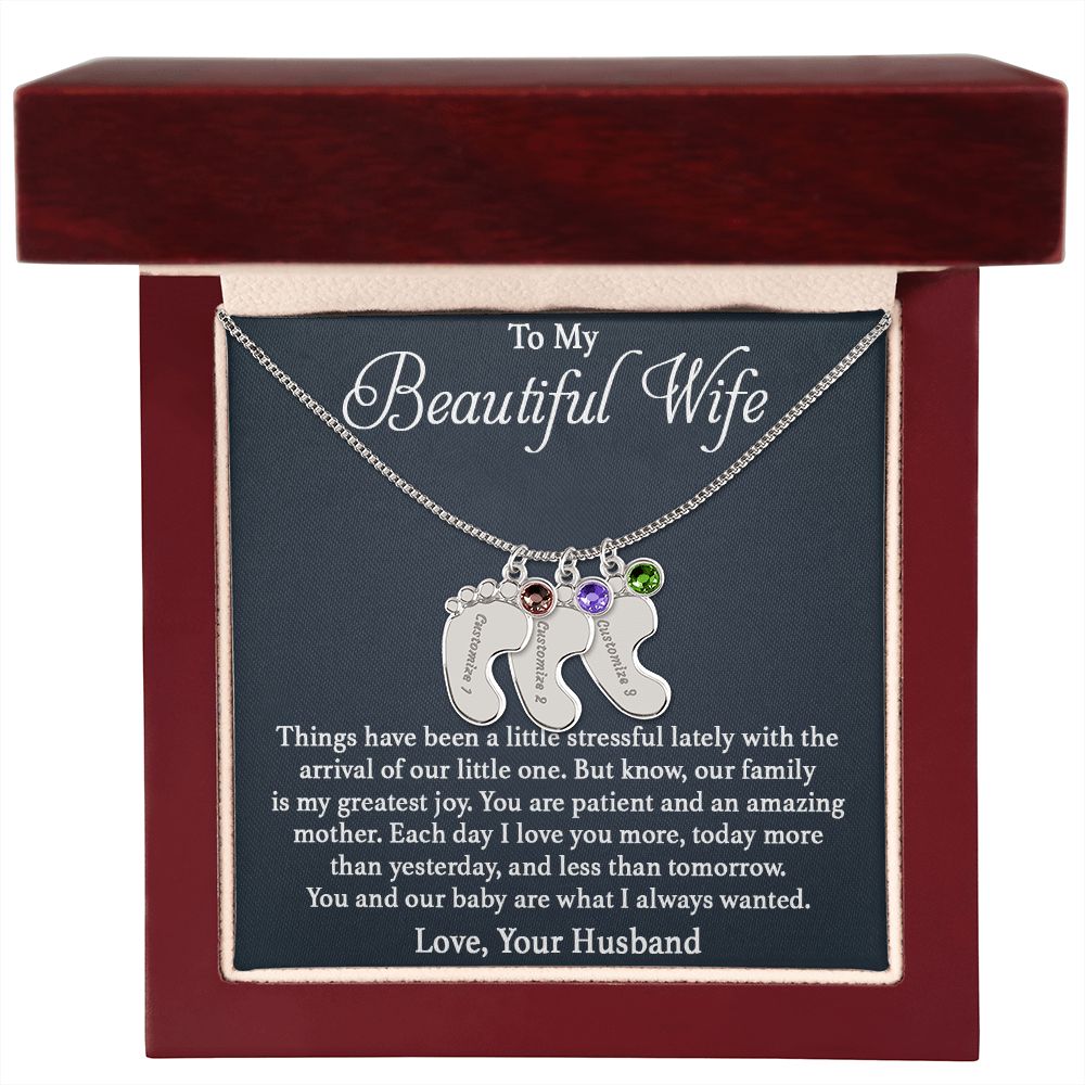 Engraved baby feet with birthstone