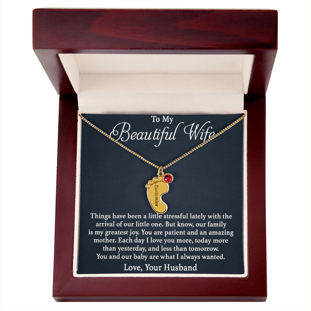 Engraved baby feet with birthstone
