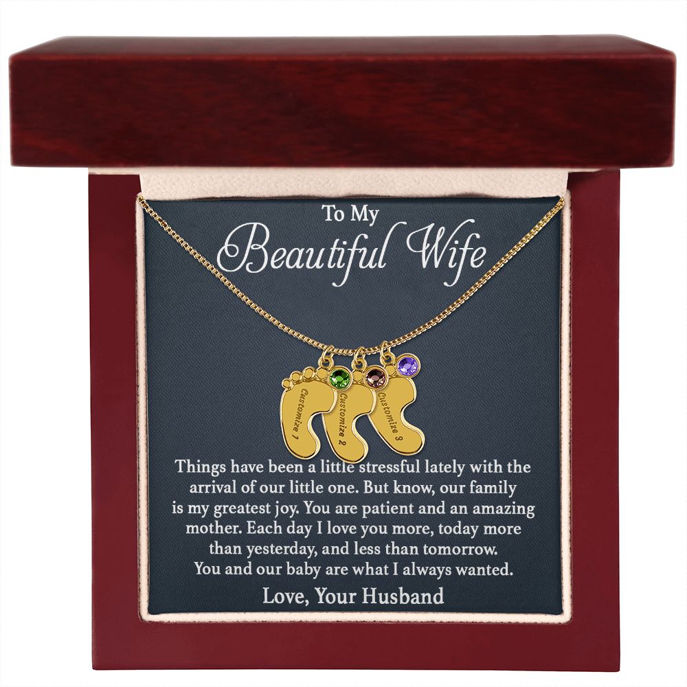 Engraved baby feet with birthstone