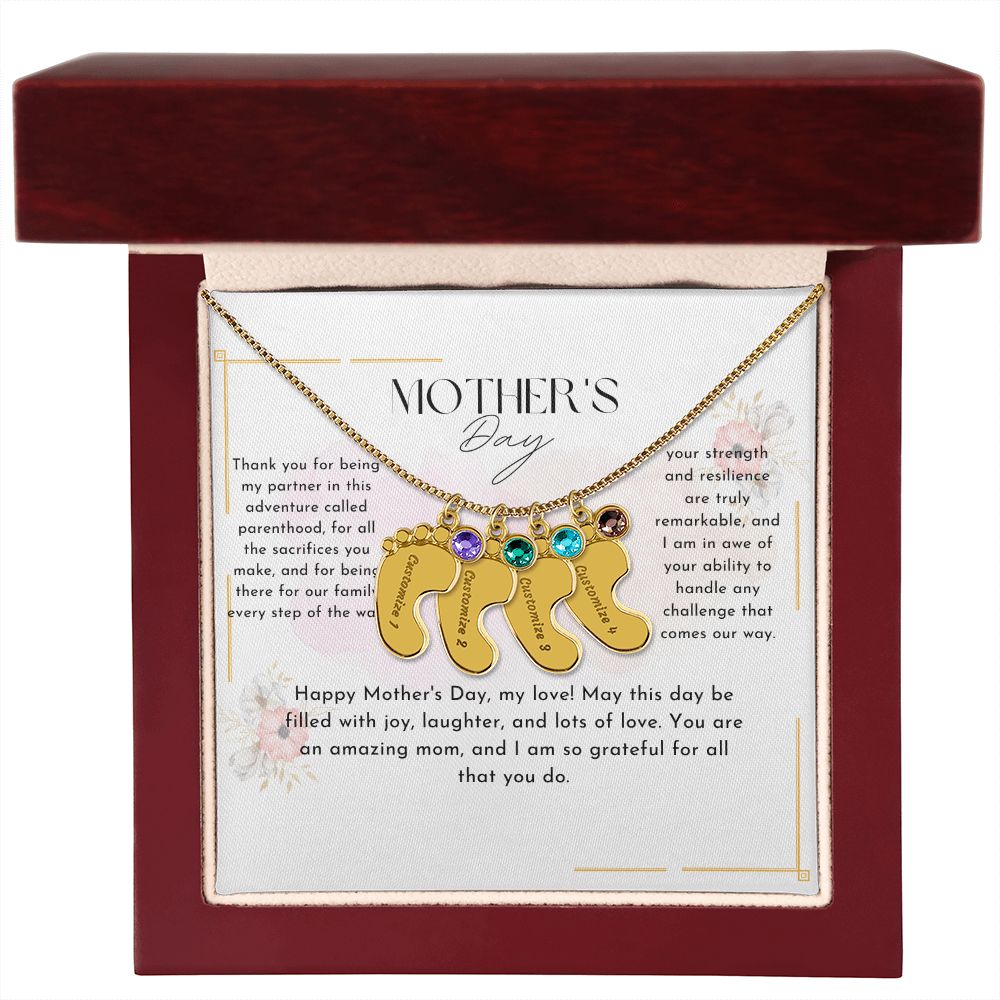 baby feet necklace with birthstone| engraved baby feet