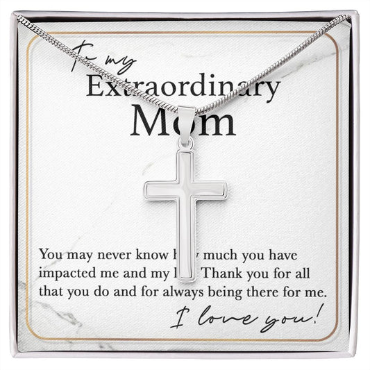 To My Extraordinary Mom stainless cross necklace