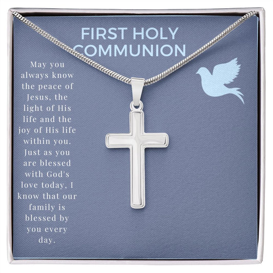 Blue Dove Boy Communion Invitation (1000 × 1000 px) stainless cross necklace
